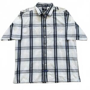 Southpole Hexagon Product Blue & White Button-Up Short Sleeve Shirt Men's Sz XL